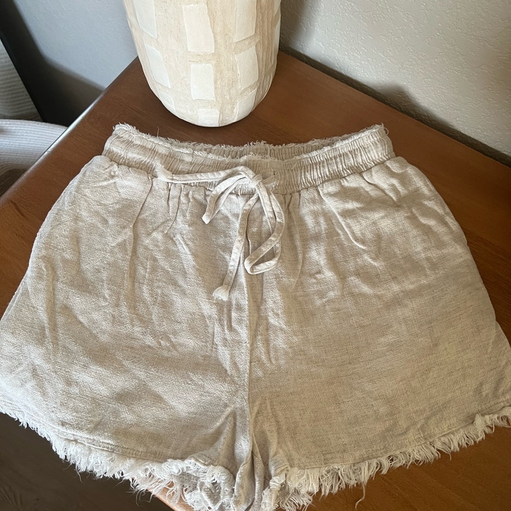 Casual Tan Women's Shorts Linen